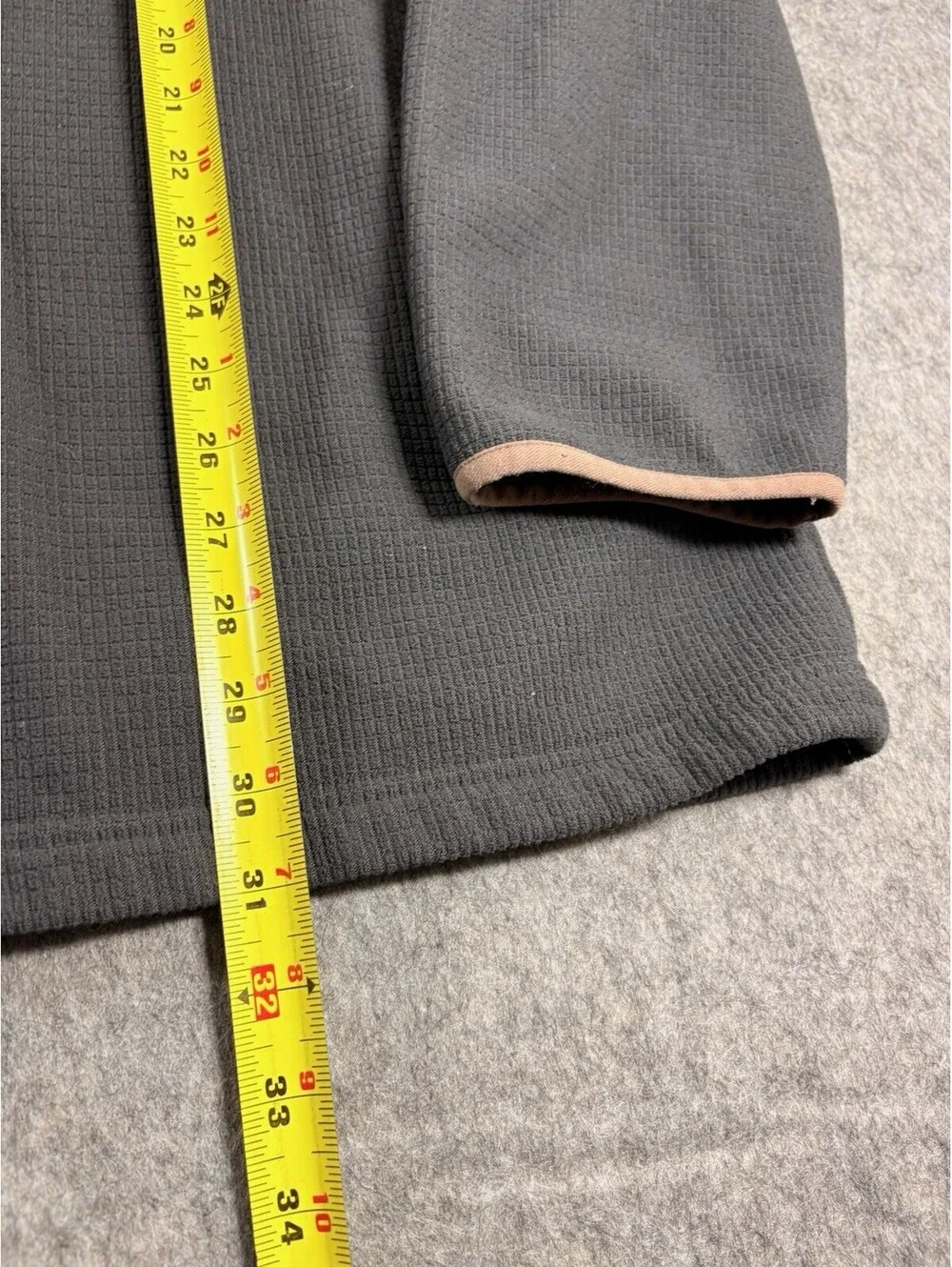 The North Face Men's 1/4 Zip Gray Grid Fleece Sweatshirt Size 2XL